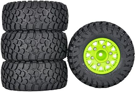 Sbonxond 112mm RC Car Tires Front and Rear Tires with 12/14/ 17mm Hex for 1/10 Scale Short Course Truck 4pcs（Green）