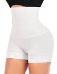 Riseholy Womens Shapewear Shorts Tummy Control Underwear High Waisted Shaping Boyshorts Seamless Slip Shorts Under Dresses (White,X-Large)