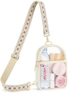 MoKo Clear Bag Stadium Approved - Multi Pockets Clear Sling Purse Crossbody Bag with Adjustable Shoulder Strap for Concerts Events Sports Games, Beige