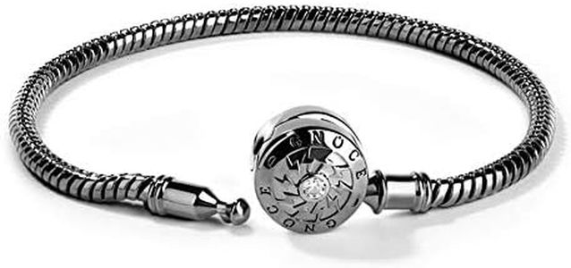 GNOCE Charm Bracelet Sterling Silver Black/Rose Gold/Gold Plated DIY Snake Chain The Moment I Meet You Basic Charm Bracelet Bangle with Clasp (Black, 7.1)