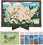 Motivilla Wooden US National Parks Map Travel Tracker with Tree Pins, Stand, Wall Hangers, Marker, Double-sided Tape & Gift Box – National Park Checklist Map, Holiday and Educational Geography Gift for Adventurers, Families & Outdoor Lovers, Perfect for RV, Home & Holiday Décor