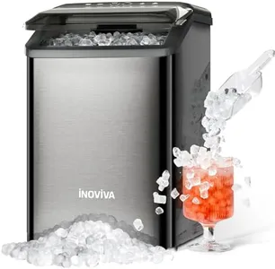 inoviva Nugget Ice Maker Countertop, 40lbs/24H Soft Chewable Pellet Ice Machine with Self-Cleaning, Sonic Ice Maker for Home Kitchen,Office - Black Stainless