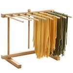 8SOM XL Bamboo Collapsible Pasta Drying Rack with Transfer Wand and 8 Bars, Easy to Transfer for Drying Pasta and Cooking, Special Suspension Design for Large Storage