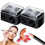 2pk Eyeliner Sharpener | 2 Holes Makeup Sharpener for Big & Small Sized Eye Pencil Sharpeners | Eyeliner Pencil Sharpener Eyebrow Pencil Sharpener, Lip Liner Sharpener | Dual Make Up Pencil Sharpener