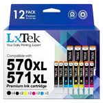 LxTek Compatible Ink Cartridge Replacement for Canon PGI-570 CLI-571 570XL 571XL for Canon PIXMA TS5050 MG5750 TS5051 MG6851 MG6850 MG5700 MG5751 MG5753 MG6852 (Yellow Black Magenta Cyan,12-Pack