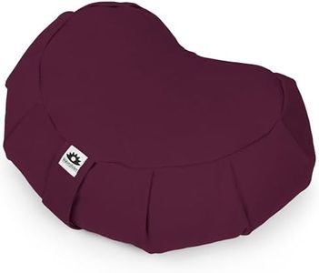 Waterglider International Meditation Cushion (Plum) Crescent, Buckwheat Husk Filled, Floor Pillow or Cushions, Yoga Seat, Zafu, Made in The USA