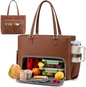 LOVEVOOK Lunch Bag for Women,Work Bag with Insulated Lunch Compartment with Large Cup Holder,15.6 Inch 3 in 1 Laptop Tote Bag for Teacher,Nurse,Travel,Casual,Office,Picnic