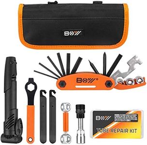 Bicycle Repair Bag With Tire Pump, Portable Tool Kit for Camping Travel - Patches, Inflator, Maintenance Essentials All in One Safety Kit