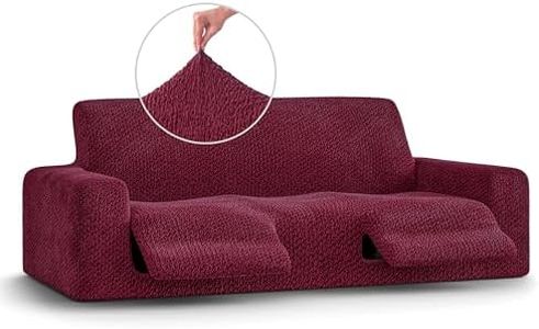 PAULATO BY GA.I.CO. Recliner Sofa Cover - Reclining Couch Slipcover - Soft Polyester Fabric Slipcover - 1-Piece Form Fit Stretch Furniture Protector - Velvet Collection - Burgundy (Recliner Sofa)