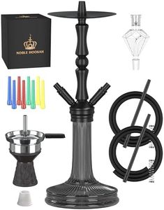 NOBLE HOOKAH Kit Narghilè completo con Tubo in Alluminio con 2 Connessioni e Accessori per Narghilè Completi - Testina Narghilè, Acchiappamelassa, 2 Tubi e Impugnatura (Nero)