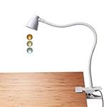 CeSunlight Clamp Desk Lamp, Clip on Reading Light, 3000-6500K Adjustable Color Temperature, 6 Illumination Modes, 10 Led Beads, AC Adapter and USB Cord Included (White)