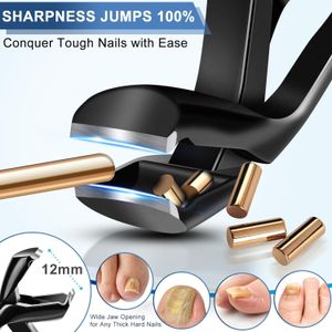 Heavy Duty Toenail Clippers for Seniors – Wide Jaw, Angled Head, Catcher