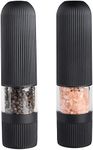 T-mark Electric Salt and Pepper Grinder Set - Battery Operated Automatic One Handed Salt Pepper Mill with LED Lights & Bottom Cap, Adjustable Coarseness