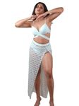 WomanLikeU Polyamide Spandex White 3-Piece Set | Three Piece Bikini with a Skirt (L) | in-Built Cups | Swimming Costume for Women | Swimwear | Sizes: S to L