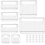 Yibaodan Desk Drawer Organizer Trays, Drawer Dividers Make Up Organizers and Storage Acrylic Clear Organization Bins Storage BoxMake-up Organiser for Kitchen Bedroom Office (7 Pack)