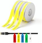 NIIMBOT D11 Label Tape D110 Label Maker Papers 3Rolls Cable Labels, Self-Adhesive Labeling Tape 0.47" X 4.29" (12 X 109mm) Cable Label Refills for Home Office Circuit Box, 195 Labels/3Rolls, Yellow