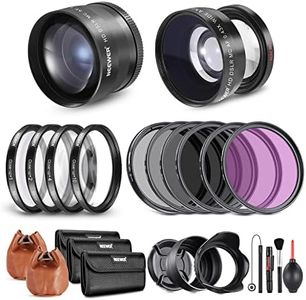 NEEWER 58mm Lens and Filter Set: Wide Angle/2.2X Telephoto Additional Lens for 18mm-85mm APS-C Lens, (+1+2+4+10) Close Up Macro/ND/UV/CPL/FLD Filters for Camera Lens with ⌀58mm Thread