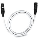 LyxPro 6 Feet XLR Microphone Cable Balanced Male to Female 3 Pin Mic Cord for Powered Speakers Audio Interface Professional Pro Audio Performance and Recording Devices - White