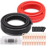 Taukealugs 4 Gauge Wire Copper Clad Aluminum CCA 50FT Black/Red with 4ga lugs,100A ANL Fuse Holder and Heat Shrink Tube - Battery Power/Ground Cable,Car Audio Speaker,RV Trailer Amp Wiring kit