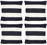 4 Pack Waterproof Pillow Covers Outdoor Throw Pillowcases Decorative Garden Cushion Case for Home Garden Patio Couch Balcony Striped (4, Black & White, 16 * 16 inch)