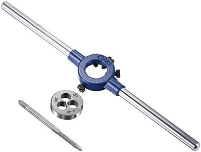 uxcell 4-40 UNC Tap and Die Set with 20mm Round Die Stock Handle Wrench, High Speed Steel Machine Thread Tap and Round Die Threading Tool