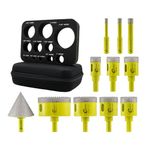 SANLEETEK Diamond Core Drill Bits Set - 11pcs 6/8/10/20/25/28/32/35/45/65mm+50mm Beveling Chamfer Bit Serrated Hole Saw Kit with Triangle Shank for Ceramic Tile Porcelain Marble Granite