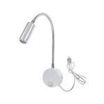 Youngine Flexible Gooseneck Plug in Reading Lamp Art Works Show Accent Light Wall Mount Sconce Spot Lamp Fixture with On/Off Switch (01SilverWarm)