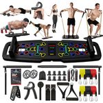 22-in-1 Home Gym Equipment, Portable Push Up Stands Press Up Board Handles for floor Home Gym Systems with 36 Gym Accessories, Resistance Band Bar,Abdominal Rollers