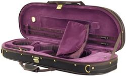 SKY Lightweight Half Moon Shaped Violin Case 4/4 Size (Black/Magenta) Shoulder Strap