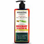 AmazingOrganics Rosemary And Castor Oil - 100% Pure Organic Non-Gmo Cold-Pressed Castor Oil For Healthy Hair, Skin, Nails, Eyebrows, And Eyelashes