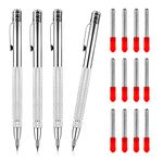 KINBOM 4pcs Tungsten Carbide Scriber, Aluminium Carbide Scriber Pen with Magnet, Etching Engraving Pen with Clip Scribe Tool with Extra 12 Replacement Marking Tip for Glass/Metal/Ceramics Sheet