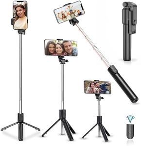 Blushinsta Portable Selfie Stick, 70 cm Handheld Tripod with Detachable Wireless Remote and Mini Tripod Stand Selfie Stick for iPhone, Android Google Smartphone (Black)