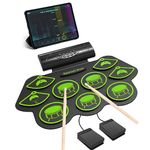 OYAYO Foldable Electronic Drum Kit, 9 Pads Roll Up Drum Support MIDI Bluetooth, Electric Drum Set Kids with Build-in Stereo Speaker Drum Sticks Sustain Pedal, for Kids Beginner Gift