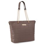 Montana West Tote Bag for Women Quilted Chain Large Handbags Elegant Purse with Adjustable Strap, Khaki, Medium