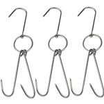 TIHOOD 3 PCS 9.4" Stainless Steel Double Meat Hooks Roast Duck Bacon Shop Hook BBQ Grill Hanger Cooking Tools Accessories (9.4" X3)