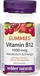 Webber Naturals Vitamin B12 Cyanocobalamin 1,000 mcg, 60 Gummies, Supports Energy Production and Metabolism, Vegan