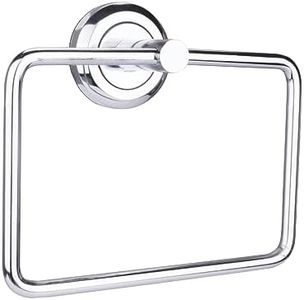 BonKaso Stainless Steel Square Towel Ring Holder - Pack of 1, Chrome (FL-02S)