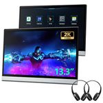 XTRONS 2 * 13.3" Android Car TV Headrest Monitor for Back Seat with 2*Bluetooth Headphones, FHD IPS Touch Car Screen Tablet 2+32gb Portable Video Player Support Netflix/YouTube, HD Input WiFi