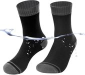 JiaYouLC Unisex Mid Calf Waterproof Socks Stretchy Mens Water Proof Socks for Hiking Cycling Running Sport Jogging Mountain Climbing (UK, Numeric, 3, 5, Regular, Regular, Black)
