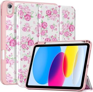 ProCase for iPad A16 11th/10th Generation Case with Pencil Holder -Pinkrose