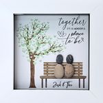 Personalised Couple Pebble Art Picture - Handmade Engagement, Wedding & Anniversary Gifts for Him & Her, Cute Birthday Gift for Boyfriend/Girlfriend, Christmas Keepsake, His and Hers Couples Presents