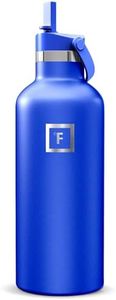 IRON °FLASK Camping & Hiking Hydration Flask with Straw, Narrow Mouth Insulated Stainless Steel Sports Water Bottle - Cobalt 32 oz - Straw (1 Lid)