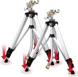 YAMATIC Impact Sprinkler on Tripod Base, 360 Degree Large Area, Heavy Duty Adjustable Pulsator Sprinkler for Lawn Yard and Grass, Spray up to 20-90ft (36inch) Brass Head, 2Pcs