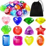 Vellibring 18PCS Diving Gem Pool Toys, Acrylic Big Colorful Diamonds Pirate Treasure Diving Gems Underwater Swimming Toys for Kids Summer Pool Beach Party Favor Games Present