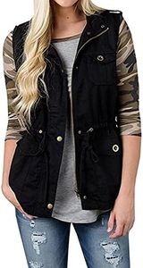 SENSERISE Womens Utility Vest Lightweight Military Vests Outerwear Sleeveless Jacket Anorak Coat with Pockets(Black,2XL)
