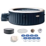 Intex 28449EP PureSpa Plus Greystone Inflatable Square Hot Tub, 83 x 28 & 29001E PureSpa Type S1 Easy Set Spa Filter Replacement Cartridges (12 Pack)