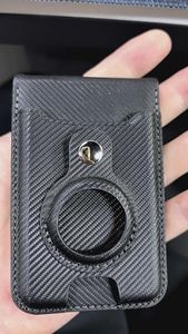 HiWe for Magsafe Wallet with Airtag Holder, Strongest Magnetic Wallet for iPhone 16/15/14/13/12 Series, 6 Cards Holder, Magnetic Phone Wallet, Leather RFID for iPhone Wallet, 3 Slots, Carbon Fiber