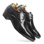 Men's 2" Height Increasing Patent Material Casual Black Formal Laceup, Derby Shoes with Pu Sole.- 6 UK