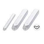 BENECREAT 3PCS Heart Design Metal Stamp Set, 2/4/6mm Metal Punch Stamps for DIY Jewelry Crafts, Wood Punch Stamping