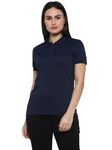 AMERICAN CREW Sports Polo Collar Regular Fit T-Shirt With Moisture Wicking For Women (Acw765-Xl_Navy Blue)